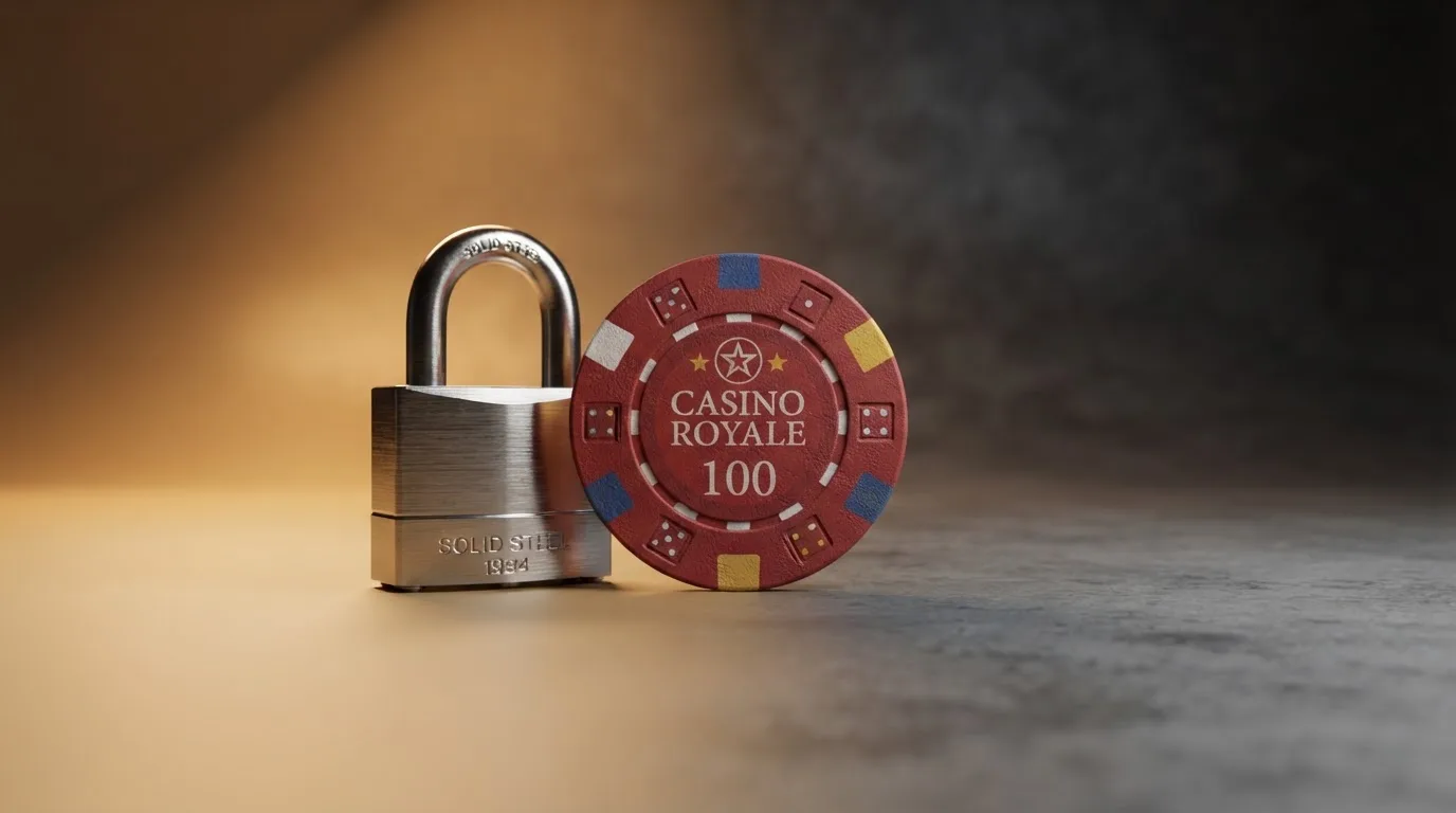 Rozcestník dvou cest — vlevo casino s logem licence MF ČR a symboly ochrany, vpravo neoznačený offshore provoz bez záruk