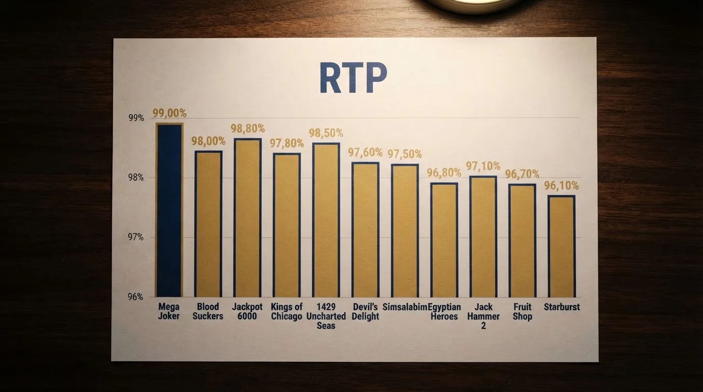 Tabulka s názvy automatů, sloupci RTP a poskytovatelů, seřazená od nejvyšší návratnosti