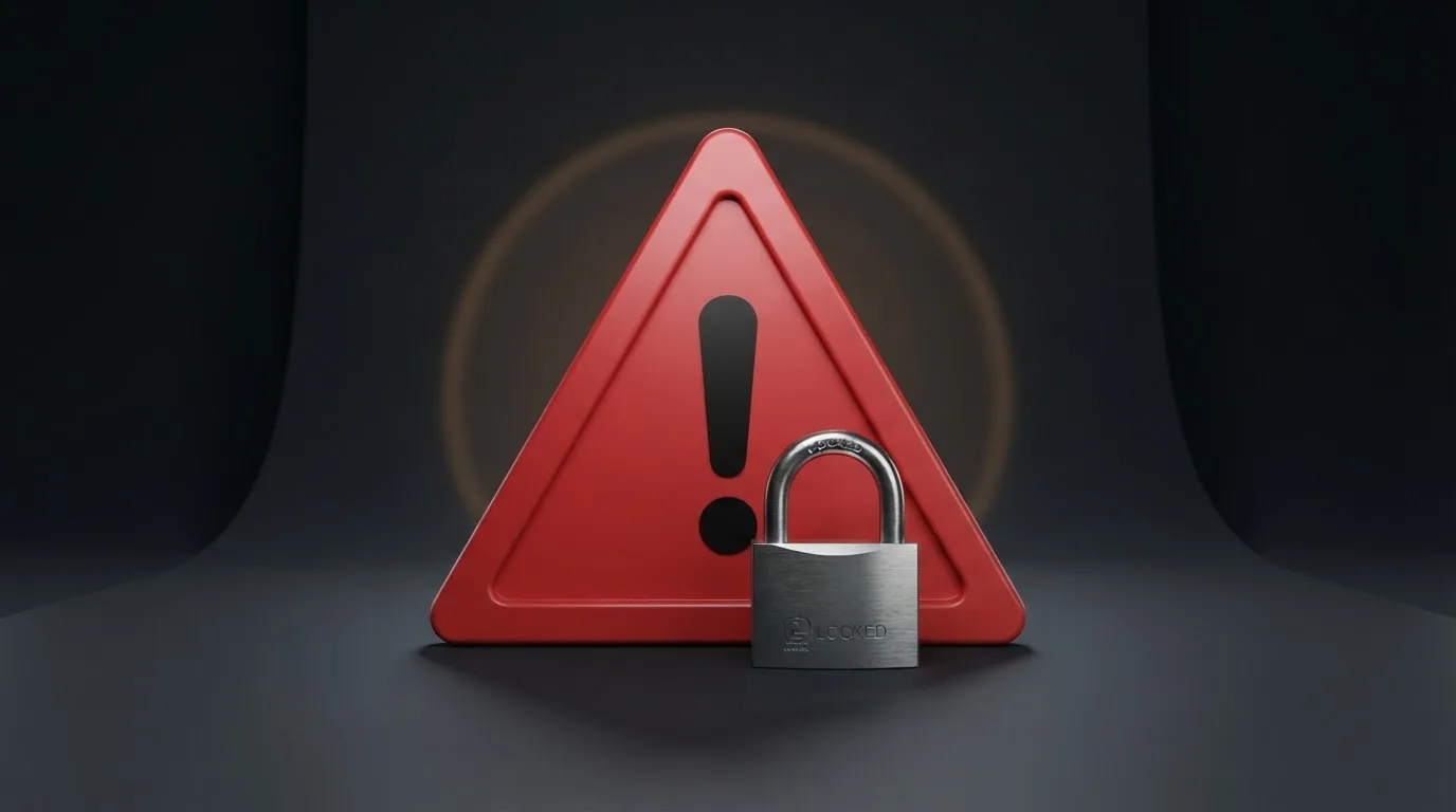 Výstražný symbol a přeškrtnutý displej u nelegálního online casina bez české licence